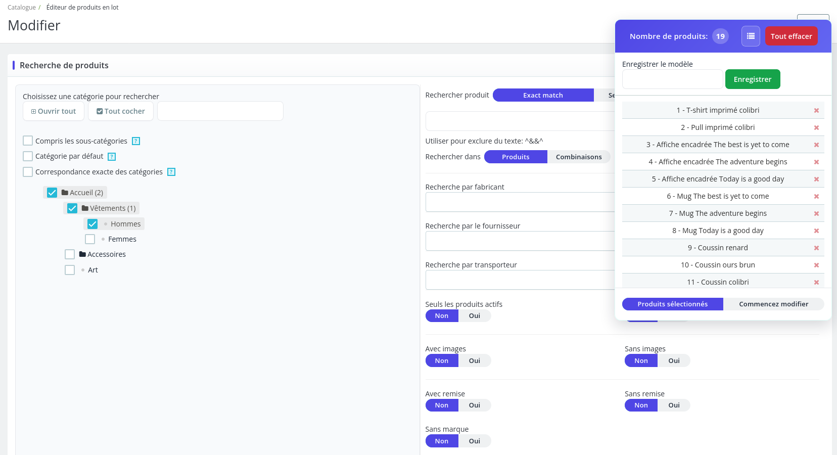 Bulk Product Editor : édition groupée de produits sur PrestaShop